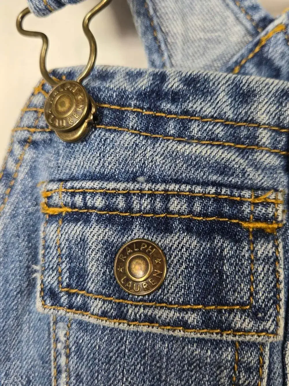 Ralph Lauren Denim Overall Dress Jumper Girls Cottagecore Prairie Size 5
